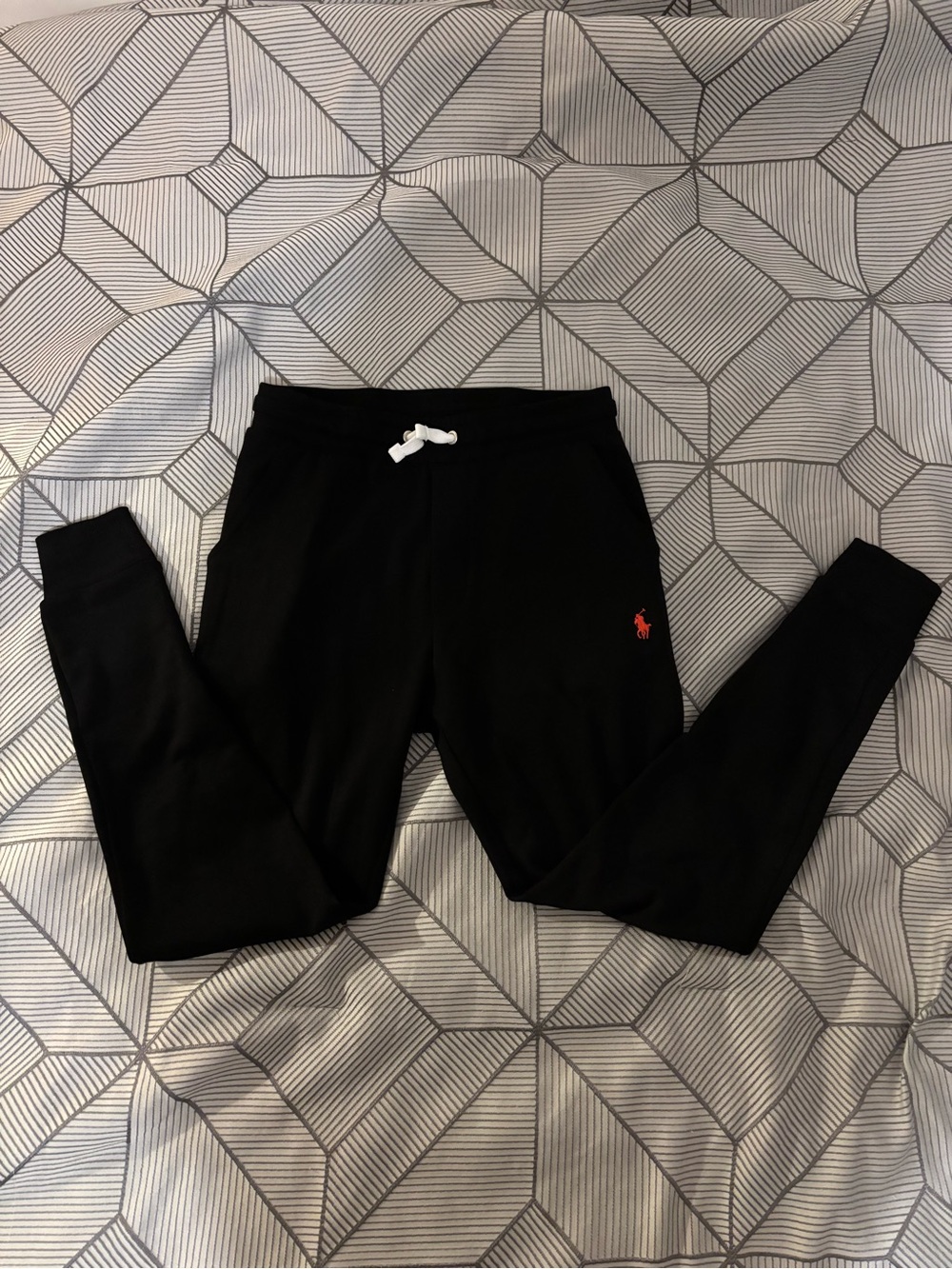 Ralph Lauren Kids Black Sweatpants with Red Polo Pony